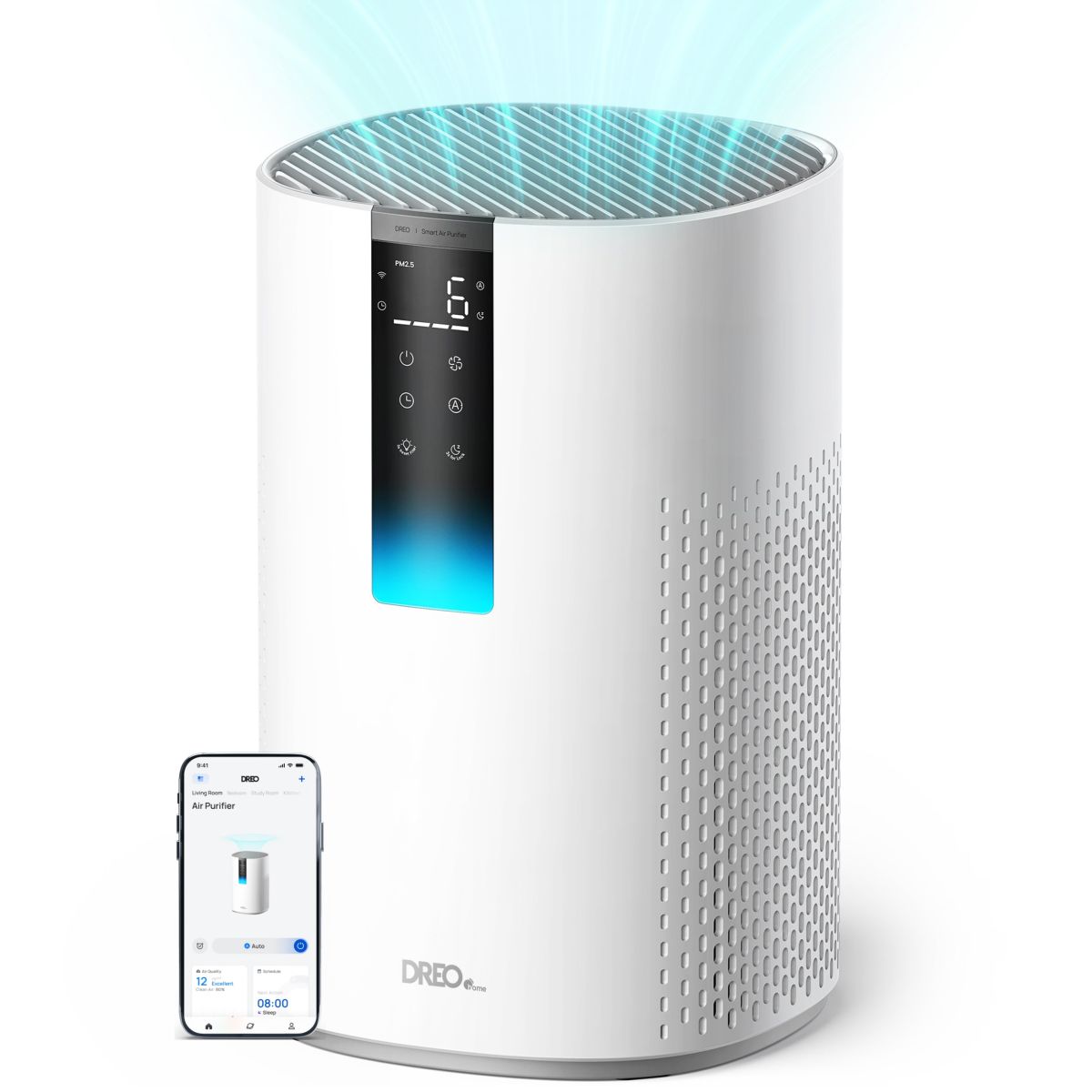Purificator aer Dreo Macro 505S Smart, WI-FI, CADR 202 m³/h, Filtru 3 in 1 H13 True HEPA, Senzor calitate aer, Mod Auto, Mod de noapte, Lumină ambientală, 4 trepte de viteza, Timer, Până la 1