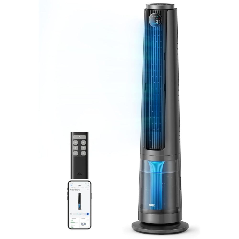 Ventilator Turn Smart Dreo Evaporativ DR‑HEC005S, Telecomandă, 12 Viteze, 4 Moduri Funcționare, Oscilație 90°, Timer 12H, Rezervor Apă 6L, Argintiu